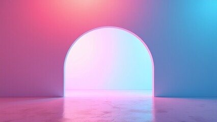 Futuristic Archway with Neon Lights in Vibrant Colorful Environment