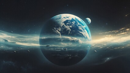 Earth and other celestial bodies in space