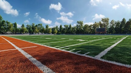 Obraz premium Expansive View of a Bright and Well-Maintained Football Field