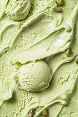 Obraz premium Pistachio ice cream scoops background texture
