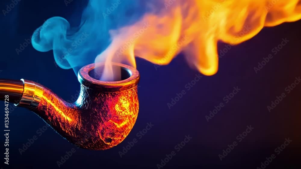 Canvas Prints this video features a smoking pipe surrounded by dynamic flames and colorful smoke. it showcases the