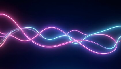 Futuristic Neon Wave Design with Glowing Lines and Fractal Patterns