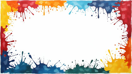 Artistic World Art Day border frame canvas paint splashes ample copy space concept as Creative art day frame canvas paint splashes messages in  Photo Stock  Concept  and empty space on the left side