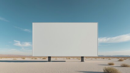 Obraz premium A large white billboard sits in the middle of a desert.