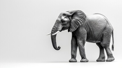Obraz premium Gray Elephant in Studio, Calm Posture