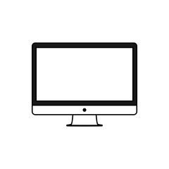 Monitor Mockup Display Vector, Line Art Gaming Monitor Icon, Minimalist Screen Illustration, All in One Computer Vector Illustration, Monitor Line Drawing