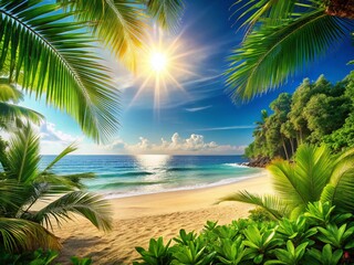 Fototapeta premium Summer Aesthetic: Balanced Composition with Sunlit Copy Space for Text and Design