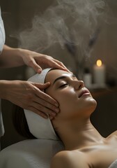 young woman getting spa treatment