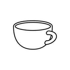 Coffee in a Mug Vector Drawing, Hot Beverage Illustration, Café Drink Clipart, Mug Line Art Illustration