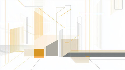 Abstract Urban Landscape: Digital Composition of Lines and Geometric Shapes that Evoke Movement, Energy and Futurism in a Minimalist Setting &ndash; Generative AI
