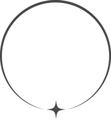 Outline aesthetic frame with star. Border graphic design. Modern minimal round shape. Simple cute decorative y2k geometric template.