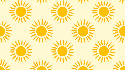 Energetic Spring Sunshine Pattern: Bold Sun Rays and Motifs for Dynamic, Lively Spring Designs in Simple Flat Cute Vector Illustration for Smart Business Visuals