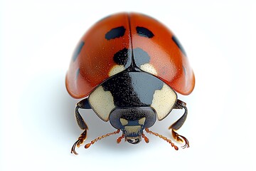 A detailed high angle view of a ladybug insect