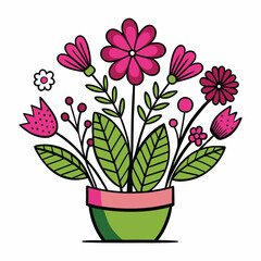 vector illustration of a pink flower on a white background.
