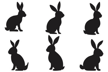 set easter bunny silhouettes vector