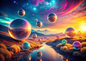 Naklejka premium Surreal Financial Aid App Background: Abstract Dreamscape of Funding & Support
