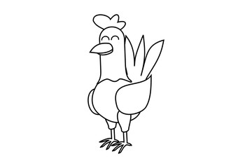 Rooster line art vector. Bold and simple farm bird outline drawing for coloring books, sketches, and embroidery