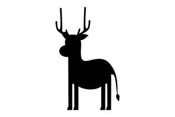 Deer silhouette vector. Black and white wildlife shape for hunting logo, stickers, and minimalist wall art