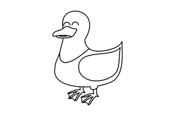 Duck line art vector. Simple bird outline drawing for coloring books, embroidery, and digital art