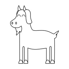 Goat line art vector. Minimalist farm animal outline for coloring pages, sketches, and digital illustrations
