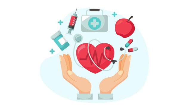 healthcare icon animation video in flat design style 