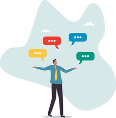 Verbal or oral communication skill, storytelling or explanation, public speaking, talking or discussion, telling message or speech.character for design