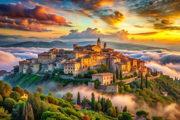 Surreal Todi Landscape: Dreamlike Italian Hill Town Vista