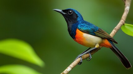 Naklejka premium close up of bird is sitting on the bench in the nature, bird in the nature