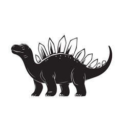 black and white silhouette of a spotted dinosaur with spikes on its back on a white background,graphics,vector,logo
