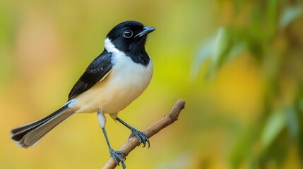 Obraz premium close up of bird is sitting on the bench in the nature, bird in the nature