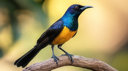 Naklejka premium close up of bird is sitting on the bench in the nature, bird in the nature