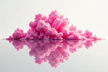 Fototapeta premium Artistic pink cloud explosion with mirror symmetry on blank canvas, creative, explosion