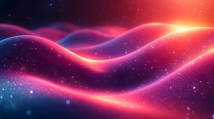 Fototapeta premium Abstract digital art showing colorful waves with sparkling lights