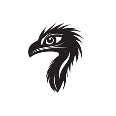 Fototapeta premium cute black and white image of ostrich head on white background,graphics,vector,logo 