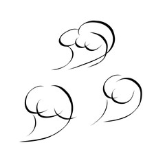 Abstract drawings with stormy Waves on isolated background. Doodle with sea Foam in conceptual style for sign, logo, print, paper, card, tattoo, flyer. Nature, resort, surfing, coast vacation, mood