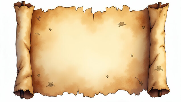 Adventurous watercolor pirate map clipart isolated for little explorers and treasure hunters concept as Colorful watercolor pirate map clipart isolated for use in designs targeting young explorers and