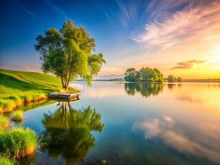 Tranquil Minimalist Landscape: Gentle Shadows & Serene View