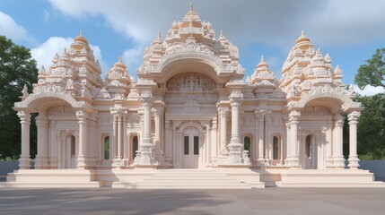 Naklejka premium Beautiful Traditional Temple Architecture with Intricate Designs and Majestic Surroundings