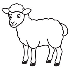 Cute Sheep Coloring Page  Farm Animal Line Art