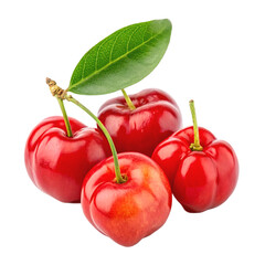 Fresh red cherries on a transparent background