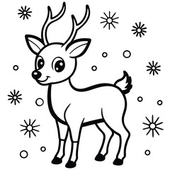 Happy Cartoon Deer Playing in a Snowy Wonderland