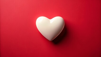 Fototapeta premium Valentine's Day Card Mockup: White Heart Decor & Copy Space - Rule of Thirds Composition