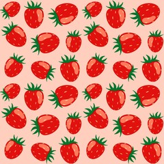 summer seamless pattern with strawberries