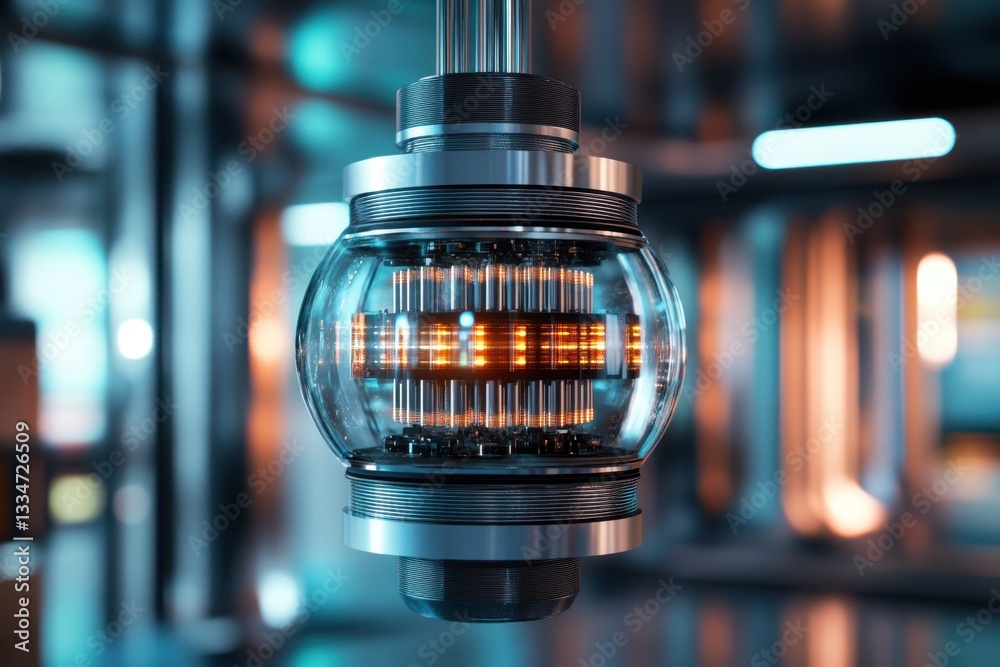 Poster advanced technology device with intricate designs in a modern laboratory setting