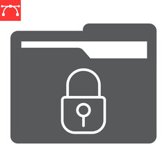 Security file folder glyph icon, security and protection, locked folder vector icon, vector graphics, editable stroke solid sign, eps 10.