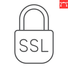 SSL padlock line icon, security and protection, SSL encryption vector icon, vector graphics, editable stroke outline sign, eps 10.