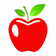 Fresh Red Apple with Green Leaf Healthy and Organic Fruit.