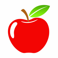 Fresh Red Apple with Green Leaf Healthy and Organic Fruit.
