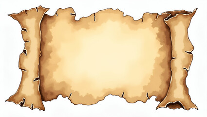 Colorful Watercolor Pirate Map Clipart Isolated for Young Explorers and Treasure Hunters - Perfect for Adventure-Themed Designs with Empty Space on the Left Side for Customization