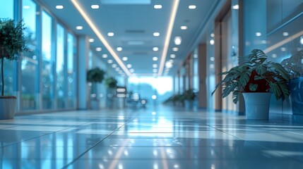 Modern Medical Office Interior with Blurred Background and Defocused Elements on Clean Lines and Professional Healthcare Environment